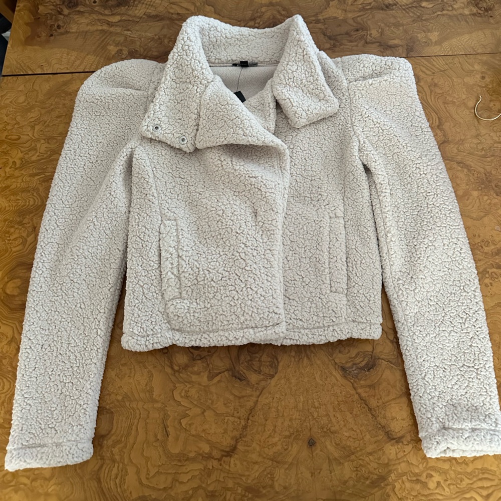 NWT Express Sherpa Puff Sleeve Bomber Jacket